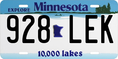 MN license plate 928LEK