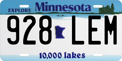 MN license plate 928LEM