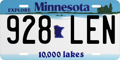 MN license plate 928LEN