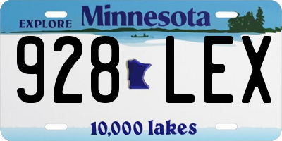 MN license plate 928LEX