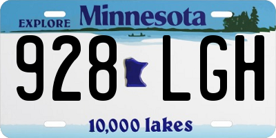 MN license plate 928LGH
