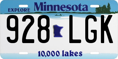 MN license plate 928LGK