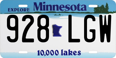 MN license plate 928LGW