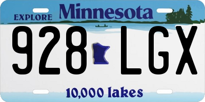 MN license plate 928LGX