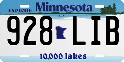 MN license plate 928LIB