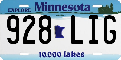 MN license plate 928LIG