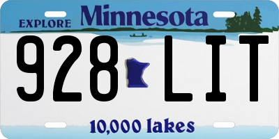 MN license plate 928LIT
