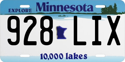 MN license plate 928LIX