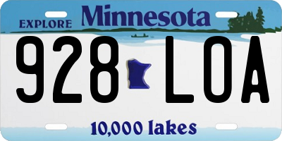 MN license plate 928LOA
