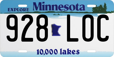 MN license plate 928LOC