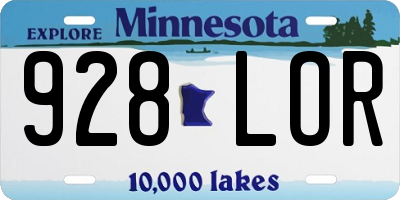 MN license plate 928LOR