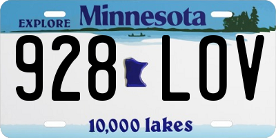 MN license plate 928LOV