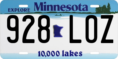 MN license plate 928LOZ