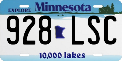 MN license plate 928LSC