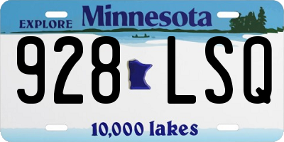 MN license plate 928LSQ