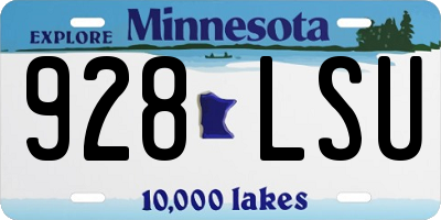 MN license plate 928LSU