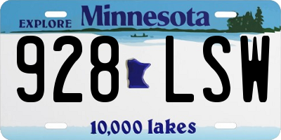 MN license plate 928LSW