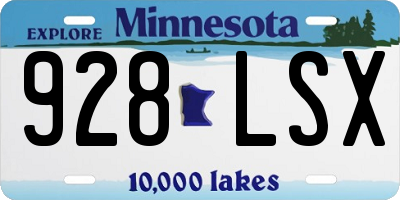 MN license plate 928LSX