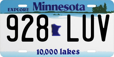 MN license plate 928LUV