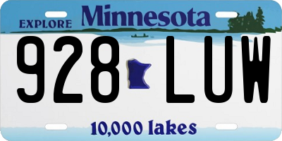 MN license plate 928LUW