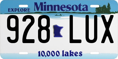 MN license plate 928LUX