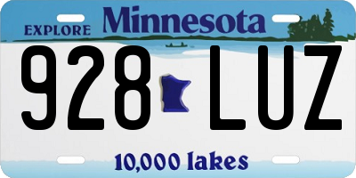 MN license plate 928LUZ