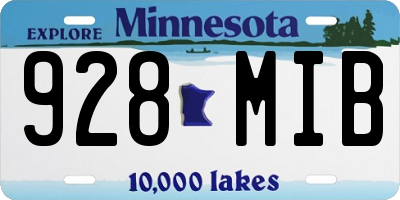 MN license plate 928MIB
