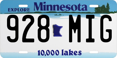 MN license plate 928MIG