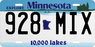 MN license plate 928MIX