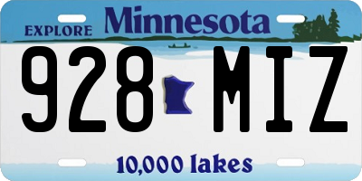 MN license plate 928MIZ
