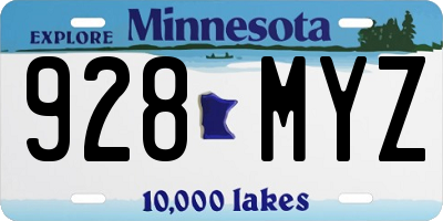 MN license plate 928MYZ
