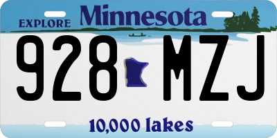 MN license plate 928MZJ