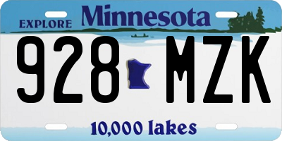 MN license plate 928MZK