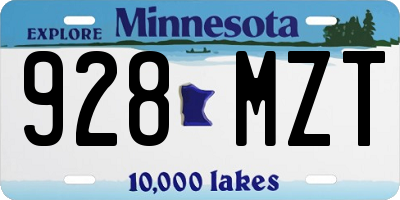 MN license plate 928MZT