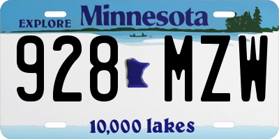 MN license plate 928MZW
