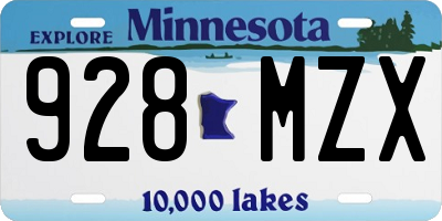 MN license plate 928MZX