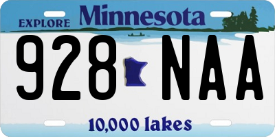 MN license plate 928NAA