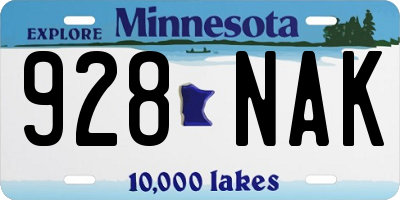 MN license plate 928NAK