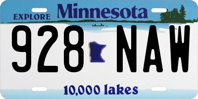 MN license plate 928NAW
