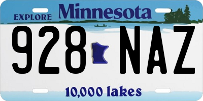 MN license plate 928NAZ