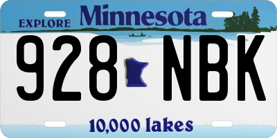 MN license plate 928NBK
