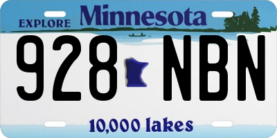 MN license plate 928NBN