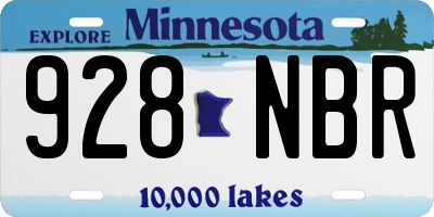 MN license plate 928NBR