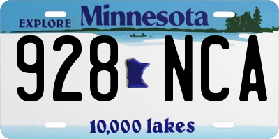 MN license plate 928NCA