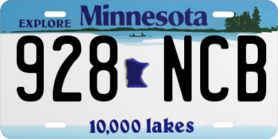 MN license plate 928NCB