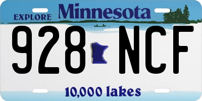 MN license plate 928NCF