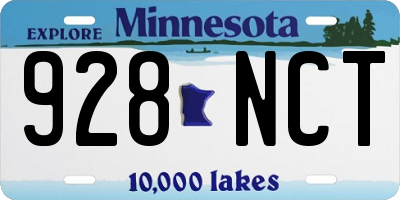 MN license plate 928NCT