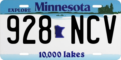 MN license plate 928NCV