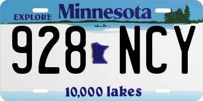 MN license plate 928NCY