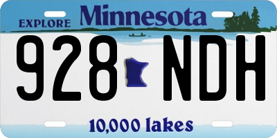 MN license plate 928NDH